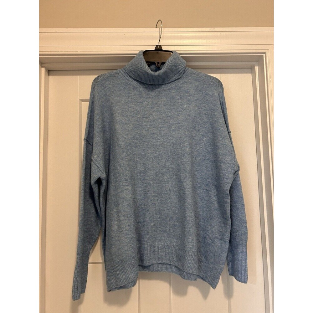 Vince Camuto Women's Long Sleeve Tight Knit Turtleneck Sweater Blue Size Medium